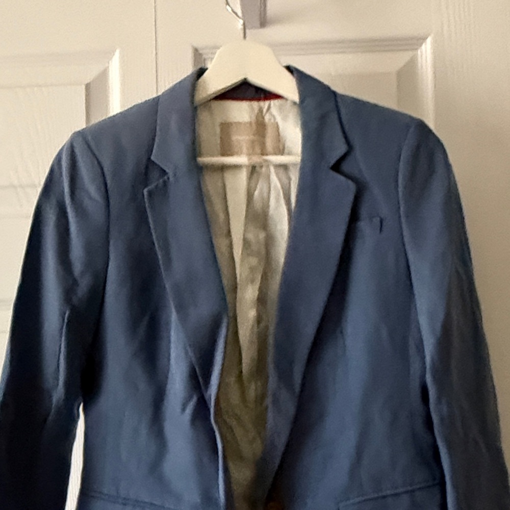 Banana Republic Silk Linen Blend Blue Single-Button Blazer - Picture 4 of 5